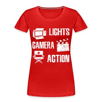 Cinéaste - T-shirt bio Premium Femme - rouge - Devant - Mia (176cm)