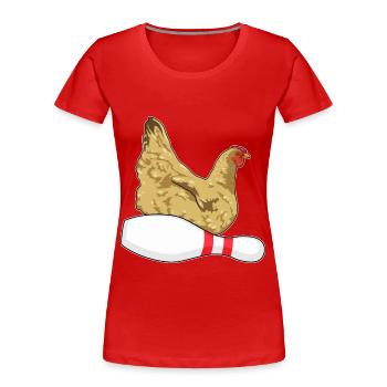 Huhn Bowling Pin - Frauen Premium Bio T-Shirt - Rot - Vorne - Mia (176cm)