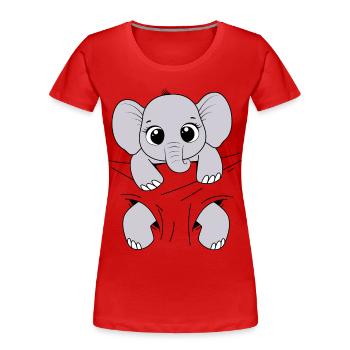 Bébé Éléphant Animal Drôle Porter Bébé Éléphant - T-shirt bio Premium Femme - rouge - Devant - Mia (176cm)