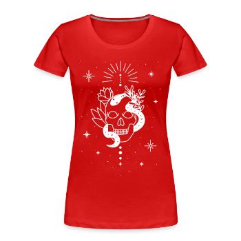 Trippy Occult Skeleton Snake - Women's Premium Organic T-Shirt - red - Front - Mia (176cm)