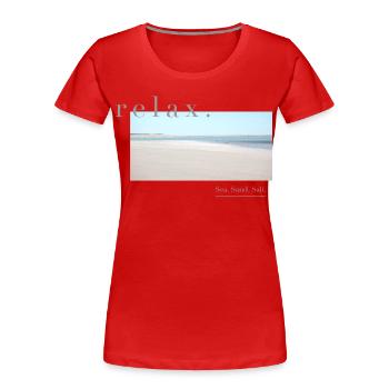 Relax – Sea Sand Salt - Frauen Premium Bio T-Shirt - Rot - Vorne - Mia (176cm)