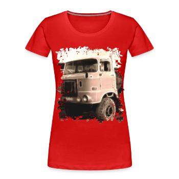 IFA W50 Motor LKW DDR NVA LAK Allrad - Frauen Premium Bio T-Shirt - Rot - Vorne - Mia (176cm)