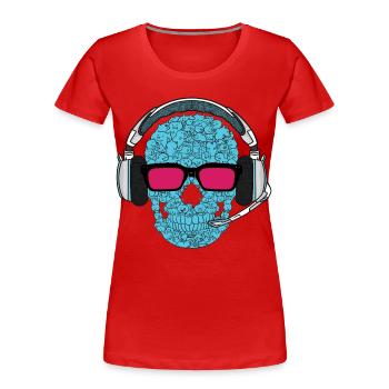 Musik Skull - Frauen Premium Bio T-Shirt - Rot - Vorne - Mia (176cm)