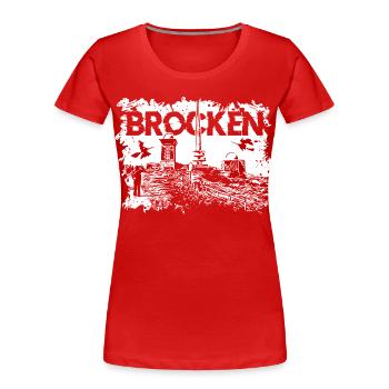 Harz Brocken Wandern - Frauen Premium Bio T-Shirt - Rot - Vorne - Mia (176cm)