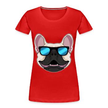 Französische Bulldogge Sonnenbrille - Frauen Premium Bio T-Shirt - Rot - Vorne - Mia (176cm)