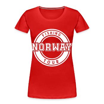 Norwegen Angeln Fischen Angler Angeltour - Frauen Premium Bio T-Shirt - Rot - Vorne - Mia (176cm)