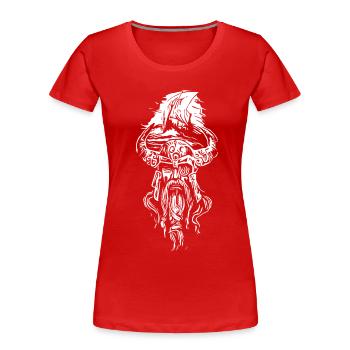 Vikings with sailing ship - Women's Premium Organic T-Shirt - red - Front - Mia (176cm)