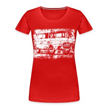 Barkas B1000 Grunge Look - Frauen Premium Bio T-Shirt - Rot - Vorne - Mia (176cm)