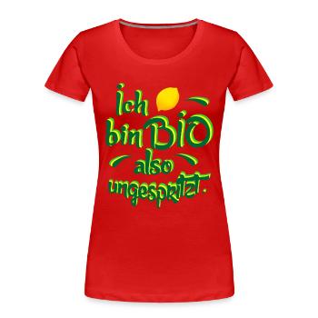 Biologisch Zitrone lusitge coole Motiv - Frauen Premium Bio T-Shirt - Rot - Vorne - Mia (176cm)