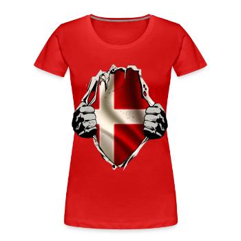 Le Danemark sous la chemise - T-shirt bio Premium Femme - rouge - Devant - Mia (176cm)