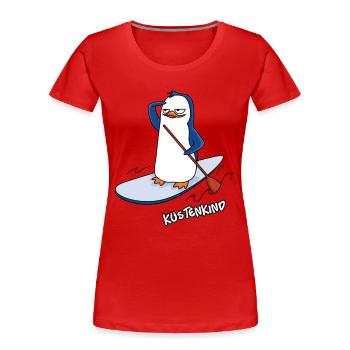 Küstenkind Pinguin - Frauen Premium Bio T-Shirt - Rot - Vorne - Mia (176cm)