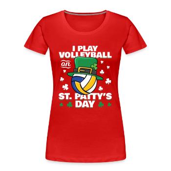 St. Patrick's Day Volleyball - Women's Premium Organic T-Shirt - red - Front - Mia (176cm)