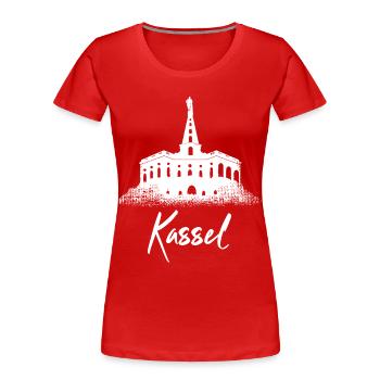 Kassel - Frauen Premium Bio T-Shirt - Rot - Vorne - Mia (176cm)