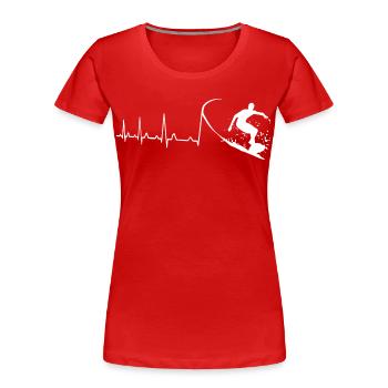 Surfer Herzschlag - Frauen Premium Bio T-Shirt - Rot - Vorne - Mia (176cm)