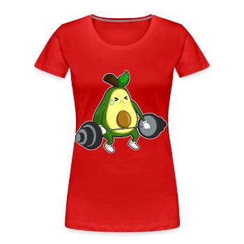 Avocado Bodybuilder Langhantel Bodybuilding - Frauen Premium Bio T-Shirt - Rot - Vorne - Mia (176cm)