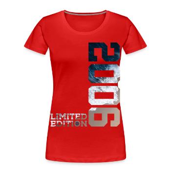 20E ANNIVERSAIRE ÉDITION LIMITÉE 2006 - T-shirt bio Premium Femme - rouge - Devant - Mia (176cm)