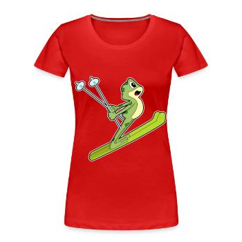 Frog Ski Jumper Ski - Women's Premium Organic T-Shirt - red - Front - Mia (176cm)