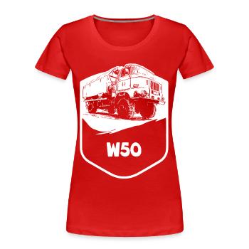 W50 | DDR | LKW | IFA - Frauen Premium Bio T-Shirt - Rot - Vorne - Mia (176cm)