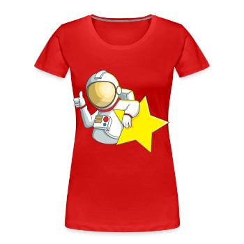 Astronaut Star - Women's Premium Organic T-Shirt - red - Front - Mia (176cm)