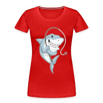 Pêche à la canne à pêche pour les pêcheurs de requins - T-shirt bio Premium Femme - rouge - Devant - Mia (176cm)