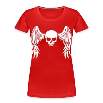 White winged skull - Women's Premium Organic T-Shirt - red - Front - Mia (176cm)