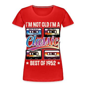 1952 Année de naissance Anniversaire Cassette Vintage - T-shirt bio Premium Femme - rouge - Devant - Mia (176cm)
