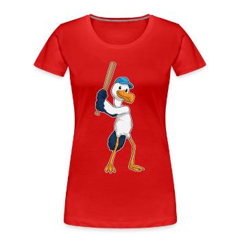 Stork Baseball Baseball Bat - Women's Premium Organic T-Shirt - red - Front - Mia (176cm)