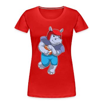 Hippopotamus American Football Sports - Women's Premium Organic T-Shirt - red - Front - Mia (176cm)
