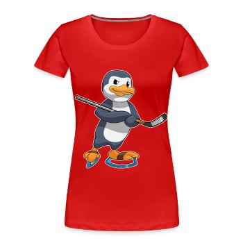 Pinguin Eishockey Eishockeyschläger - Frauen Premium Bio T-Shirt - Rot - Vorne - Mia (176cm)