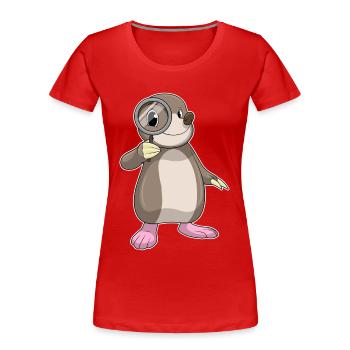 Mole Detective Magnifying Glass - Women's Premium Organic T-Shirt - red - Front - Mia (176cm)