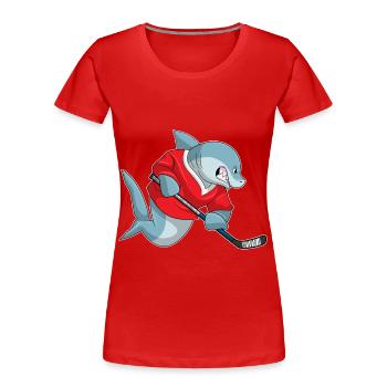 Croquant de hockey sur glace Shark - T-shirt bio Premium Femme - rouge - Devant - Mia (176cm)