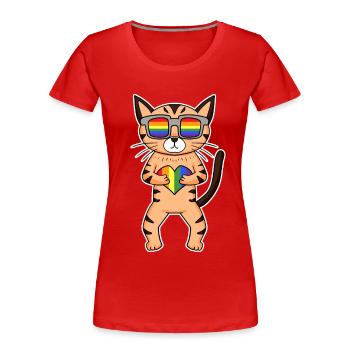 Chat LGBT Maine Coon Rainbow - T-shirt bio Premium Femme - rouge - Devant - Mia (176cm)