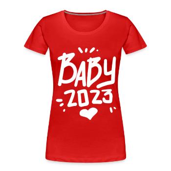 Pregnancy Pregnant Baby 2023 - Women's Premium Organic T-Shirt - red - Front - Mia (176cm)