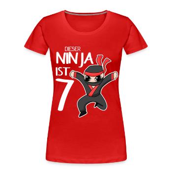 7 Jahre Junge Ninja - 7 Geburtstag - Ich bin 7 - Frauen Premium Bio T-Shirt - Rot - Vorne - Mia (176cm)