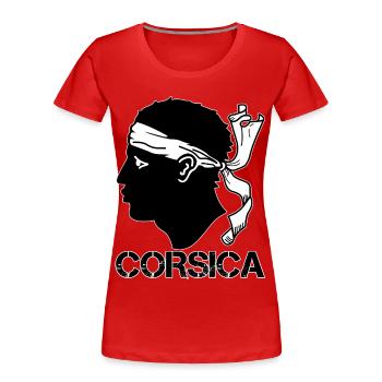 Corsica Drapeau Tête de Maure - T-shirt bio Premium Femme - rouge - Devant - Mia (176cm)