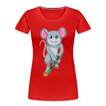 Bâton de hockey sur gazon Rat - T-shirt bio Premium Femme - rouge - Devant - Mia (176cm)
