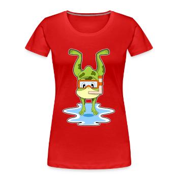 Frog Diver Snorkel Diving - Women's Premium Organic T-Shirt - red - Front - Mia (176cm)