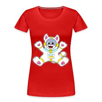 Cat Astronaut Space - Women's Premium Organic T-Shirt - red - Front - Mia (176cm)