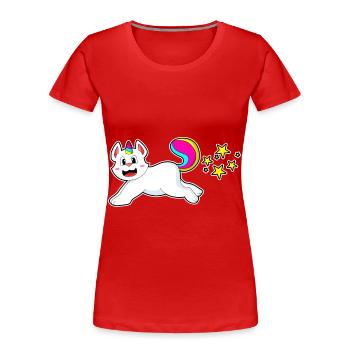 Katze Einhorn - Frauen Premium Bio T-Shirt - Rot - Vorne - Mia (176cm)