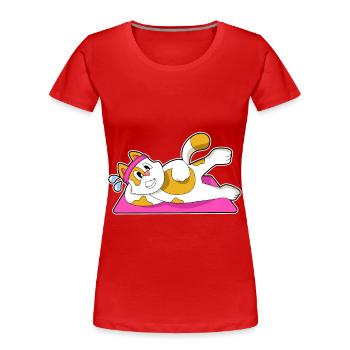 Gymnastique de fitness yoga pour chats - T-shirt bio Premium Femme - rouge - Devant - Mia (176cm)