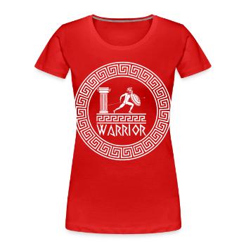 Ancient Greek warrior (white) - Women's Premium Organic T-Shirt - red - Front - Mia (176cm)