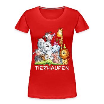 Happy Tierhaufen I Tiere I Zoo I Wildnis I Fun - Frauen Premium Bio T-Shirt - Rot - Vorne - Mia (176cm)