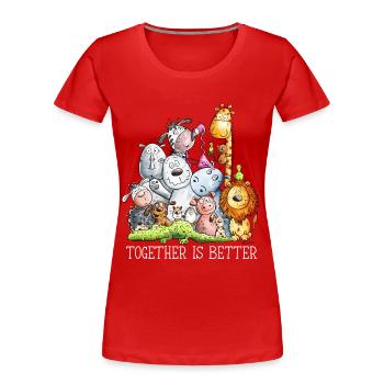 Ensemble, c’est mieux I Tierhaufen i Tiere I Zoo - T-shirt bio Premium Femme - rouge - Devant - Mia (176cm)