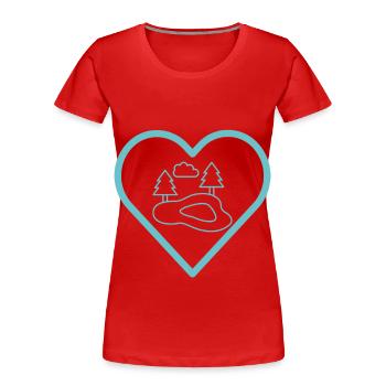 Étang au cœur - T-shirt bio Premium Femme - rouge - Devant - Mia (176cm)