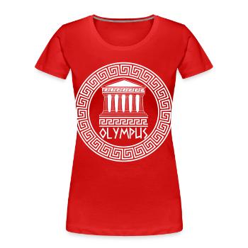 Die Domäne der Götter (weiß) - Frauen Premium Bio T-Shirt - Rot - Vorne - Mia (176cm)