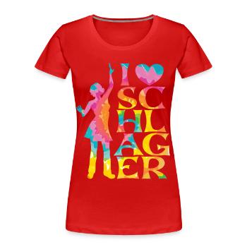 Schlager Schlagermusik Schlagerfan Party Outfit - Frauen Premium Bio T-Shirt - Rot - Vorne - Mia (176cm)