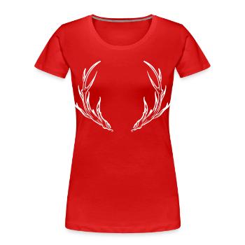 Jeu de bois de cerf - T-shirt bio Premium Femme - rouge - Devant - Mia (176cm)