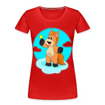 Nuages de cheval - T-shirt bio Premium Femme - rouge - Devant - Mia (176cm)
