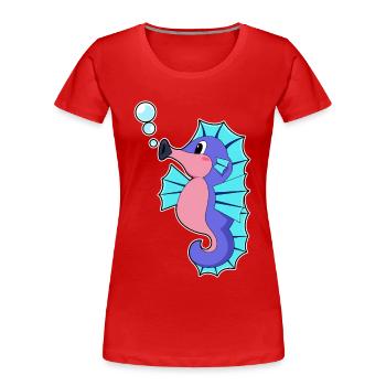 Cute Seahorse - Women's Premium Organic T-Shirt - red - Front - Mia (176cm)