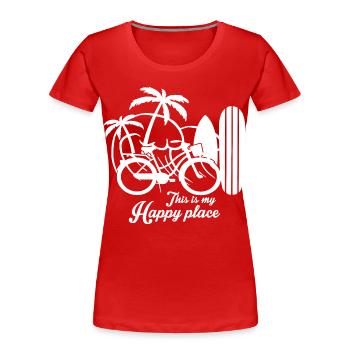 Dies ist mein glücklicher Ort - Frauen Premium Bio T-Shirt - Rot - Vorne - Mia (176cm)